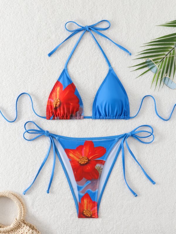Every Set Contains Three Sets of Flower Print Sexy Swimsuits for Women, Suitable for Summer Holiday Wear. - Image 2