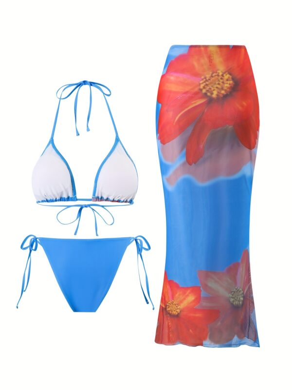 Every Set Contains Three Sets of Flower Print Sexy Swimsuits for Women, Suitable for Summer Holiday Wear. - Image 7