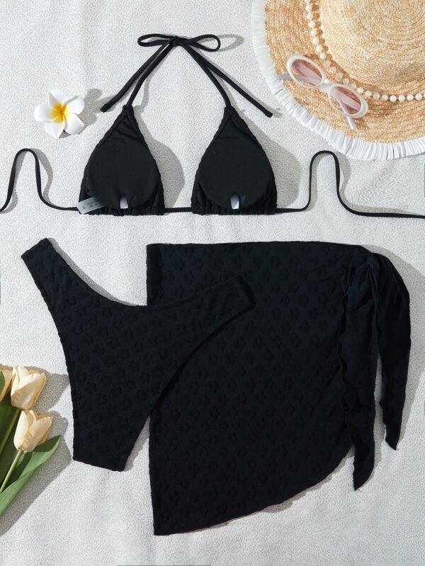 Women's Warm Color Floral Three-Piece Bikini Swimsuit - Image 6