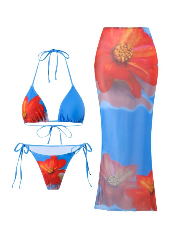 Every Set Contains Three Sets of Flower Print Sexy Swimsuits for Women, Suitable for Summer Holiday Wear. - Image 6